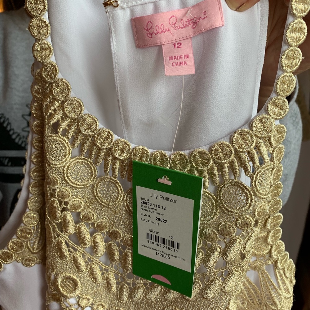 Lilly Pulitzer Pearl Soft Shift White/Gold NWT - Picture 5 of 6